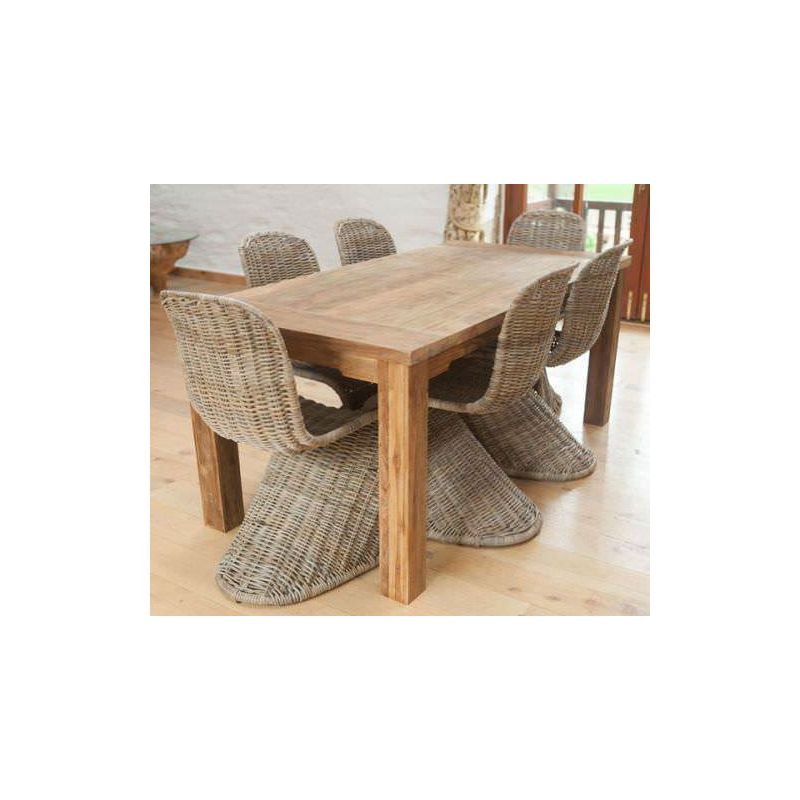 1.6m Reclaimed Teak Taplock Dining Table with 6 Stackable Zorro Chairs 